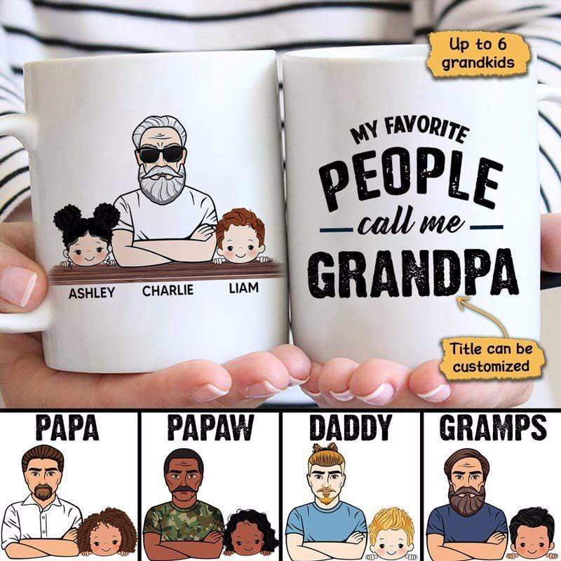 Favorite People Call Me Grandpa Man And Kids Personalized Mug