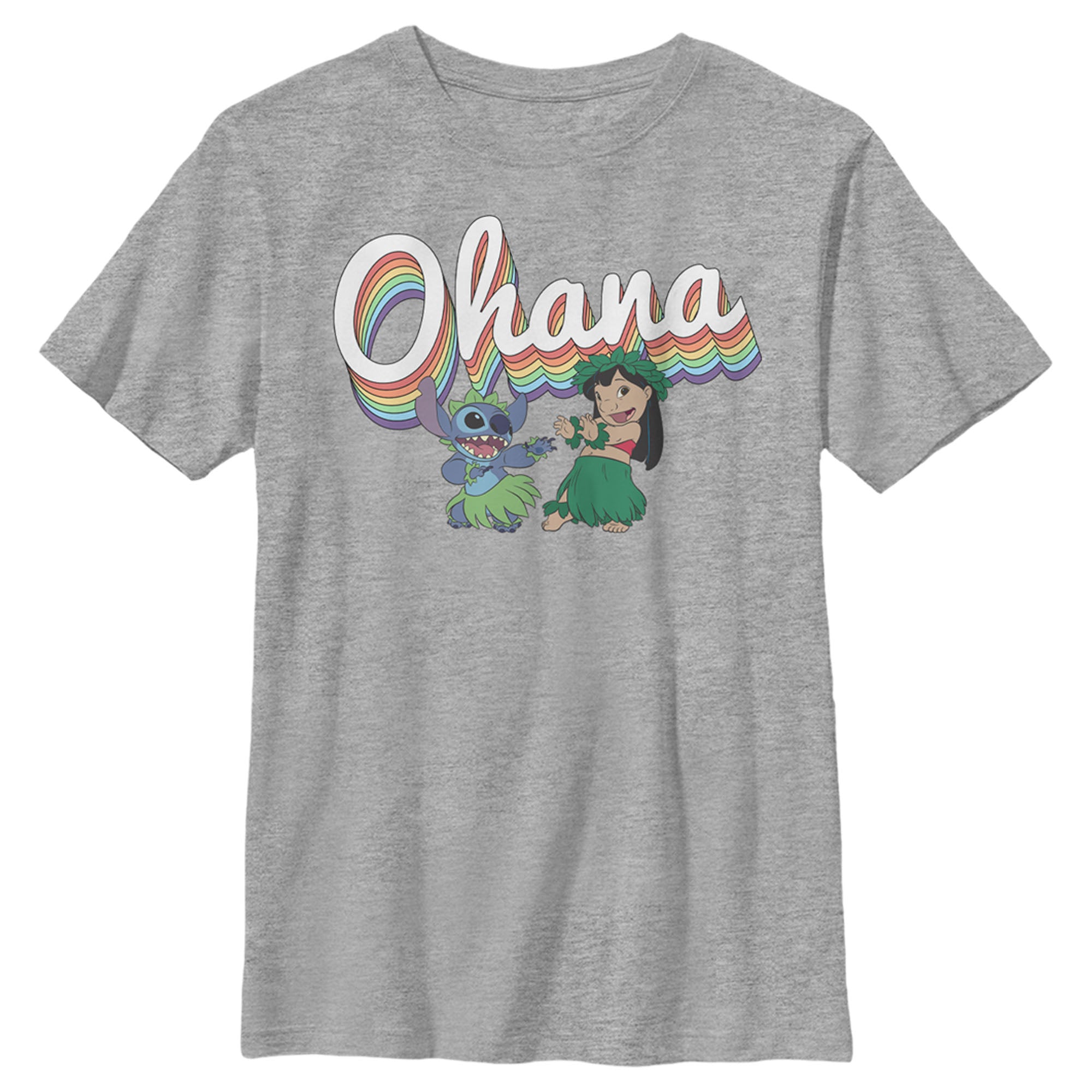 Boy’S Lilo & Stitch Rainbow Ohana Hula Dance T-Shirt