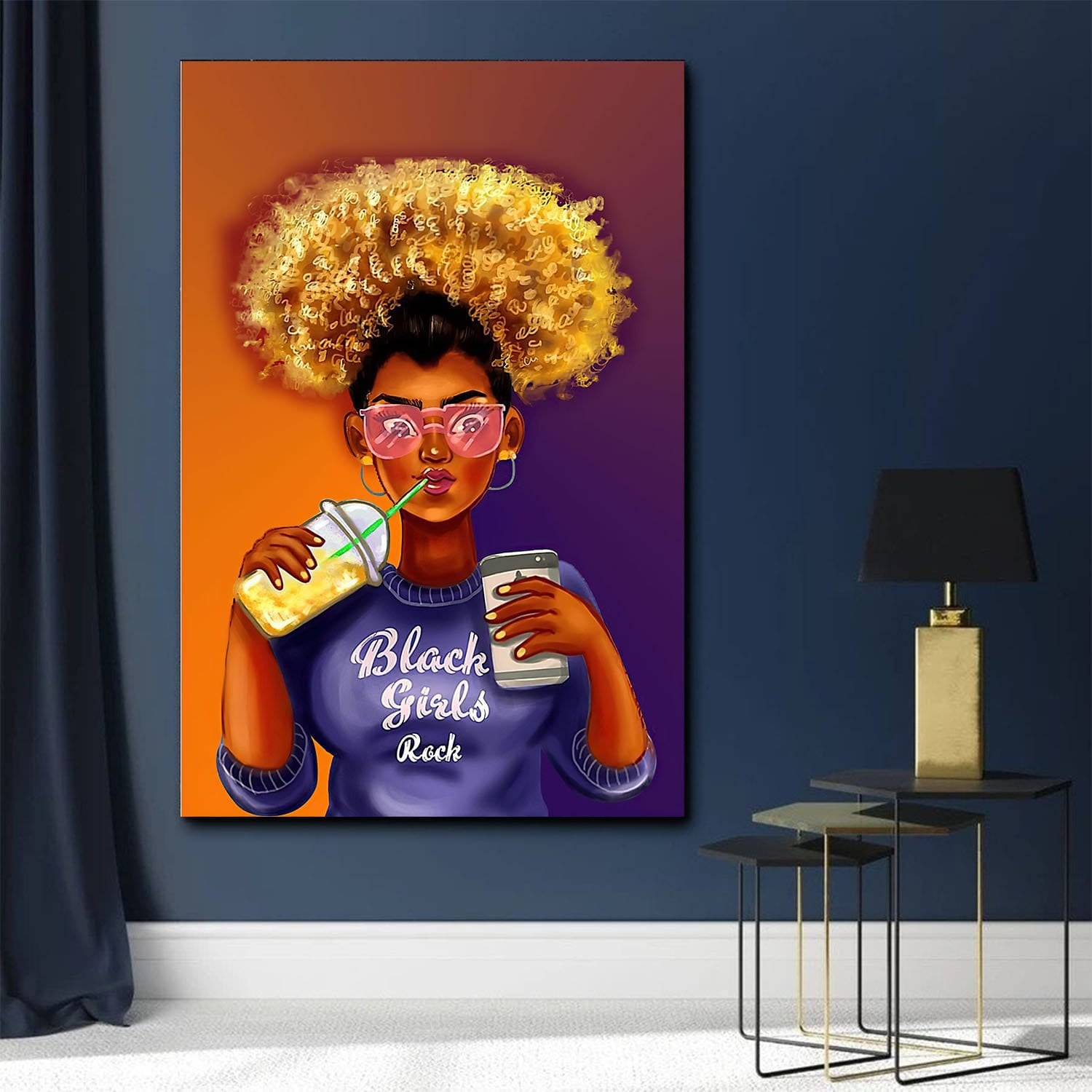 African American Art Poster Afro Girl Hair Art African Wall Art And Decor