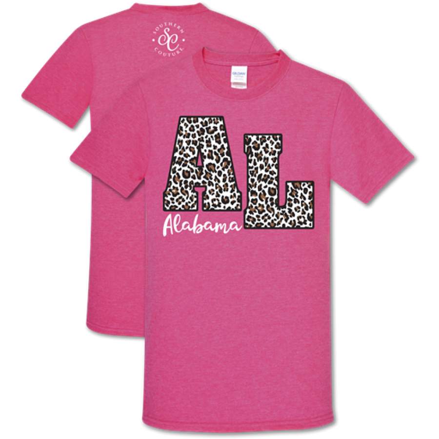 Southern Couture Soft Collection Leopard Alabama Pink T-Shirt