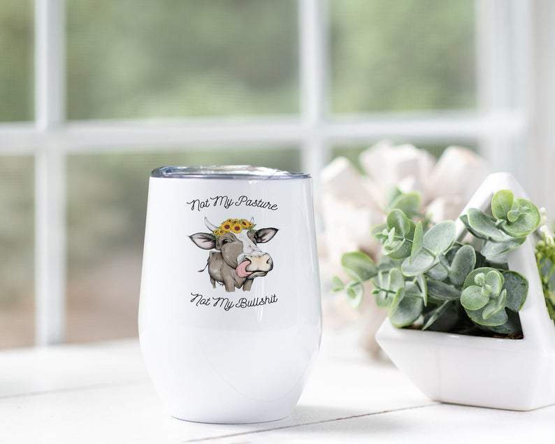 Sarcastic Cow Wine Tumbler, Wine Tumbler 12oz, Wine Lover Gifts, Stainless Steel Wine Tumbler, Gift For Adults Friends