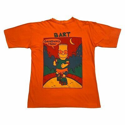 Bart Simpson Gangway Man Tshirt | Vintage 90s Cartoon Tv Show Orange Vtg 5561