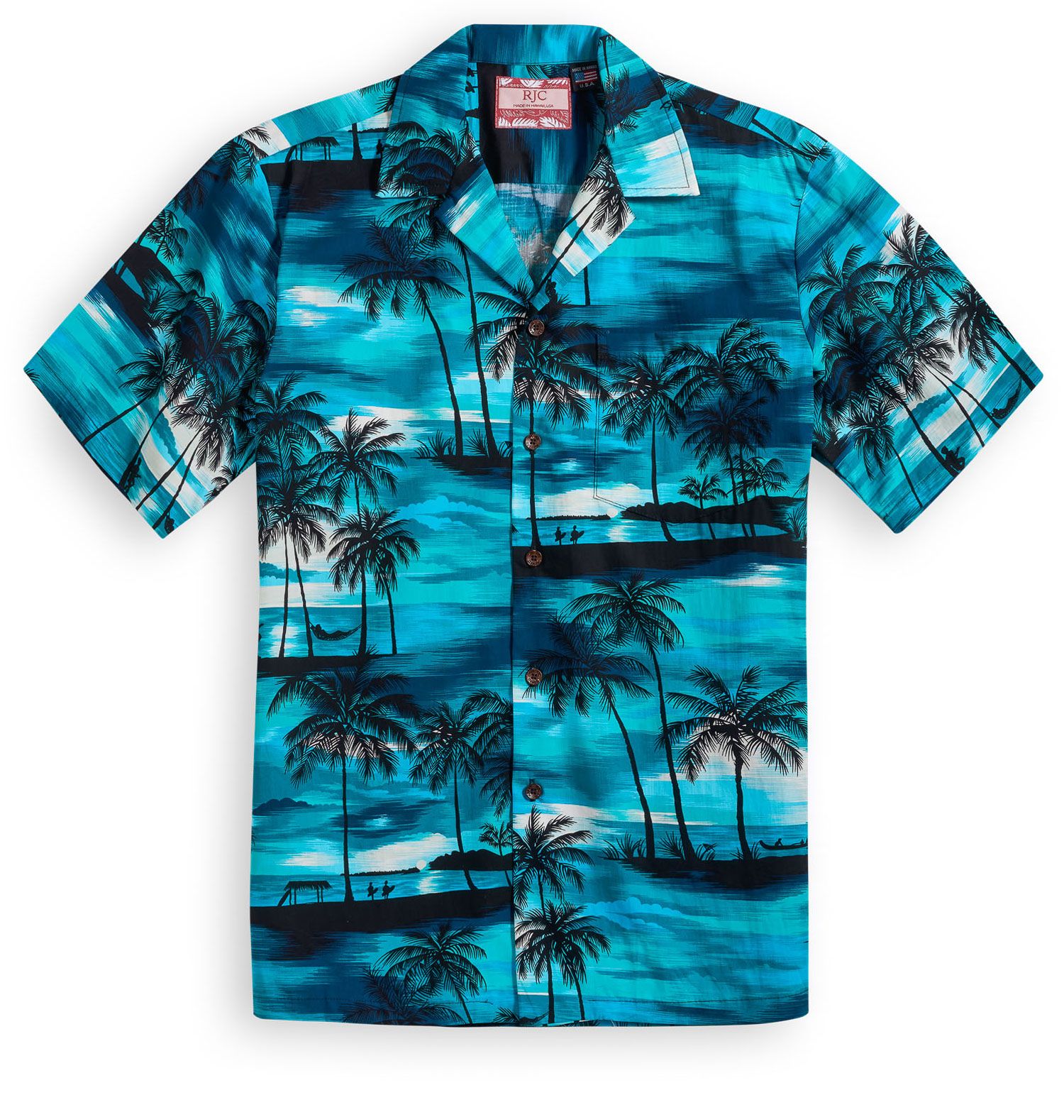 Sunset Beach Turquoise Black Unique Design Hawaii Shirt Ha25226