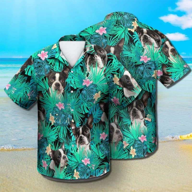 Boston Terrier Summer Leaves Hawaii Shirt Ha102033