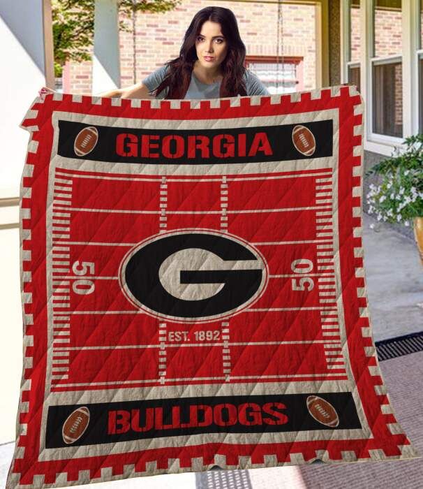 Georgia Bulldogs Football 3D Quilt Blanket, Fleece Blanket