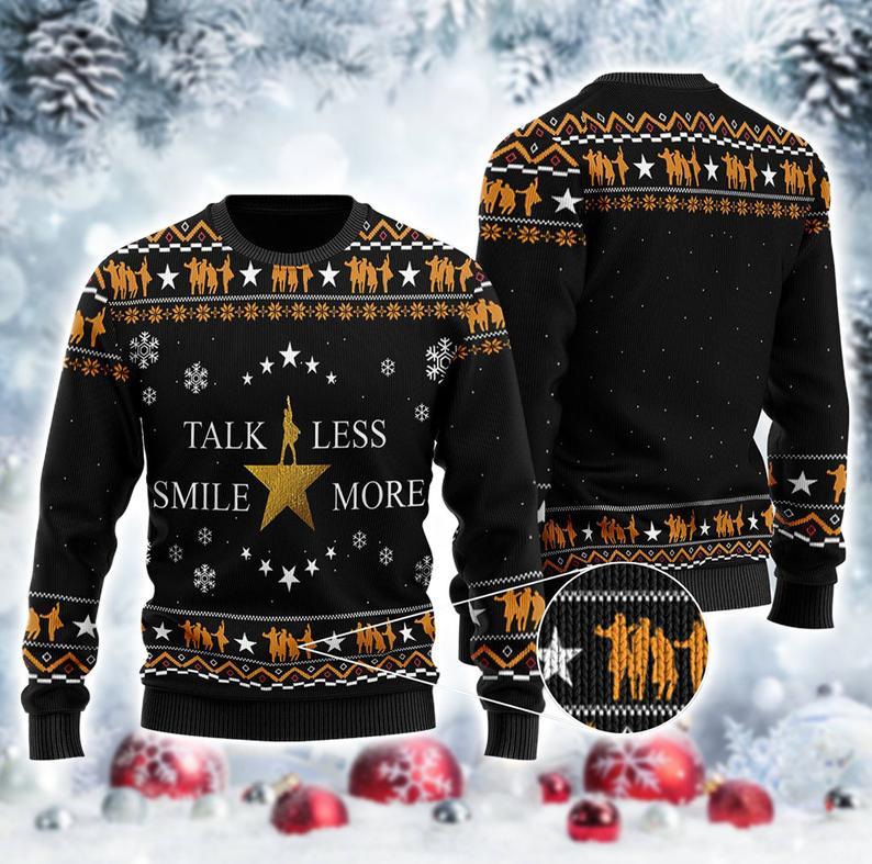 Talk Less Smile More Christmas Ugly Sweater | Unisex | Full Size | Adult | Colorful | US1979