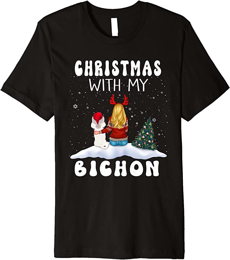 Christmas With My Bichon Frise Dog Puppy Funny Xmas Premium T-Shirt