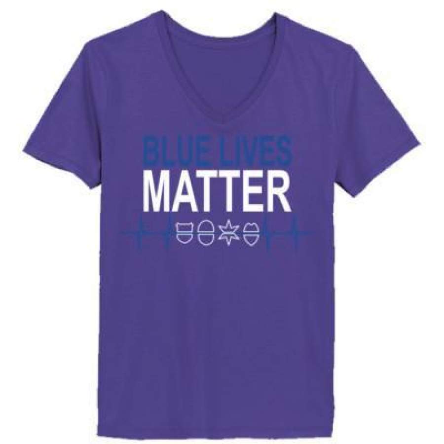 AGR Blue Lives Matter – Ladies’ V-Neck T-Shirt