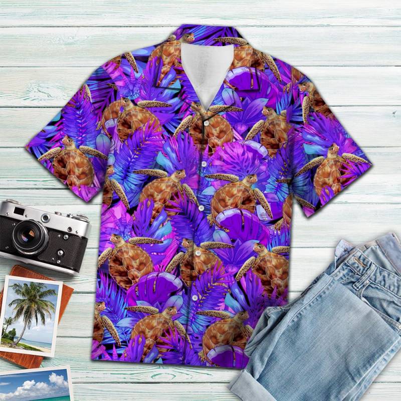 Turtle Purple Tropical Hawaii Shirt Ha6394