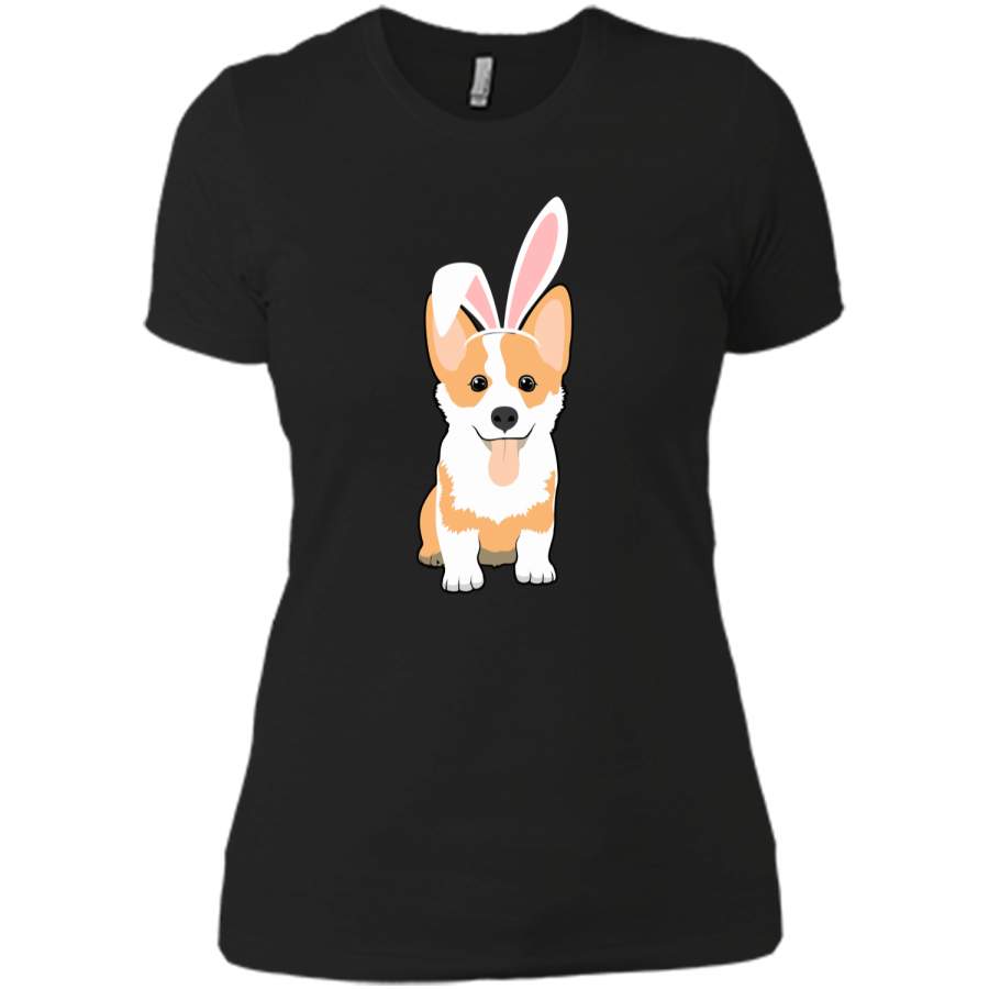 Corgi Easter Day Bunny Dog Lover Shirt Next Level Ladies Boyfriend Tee