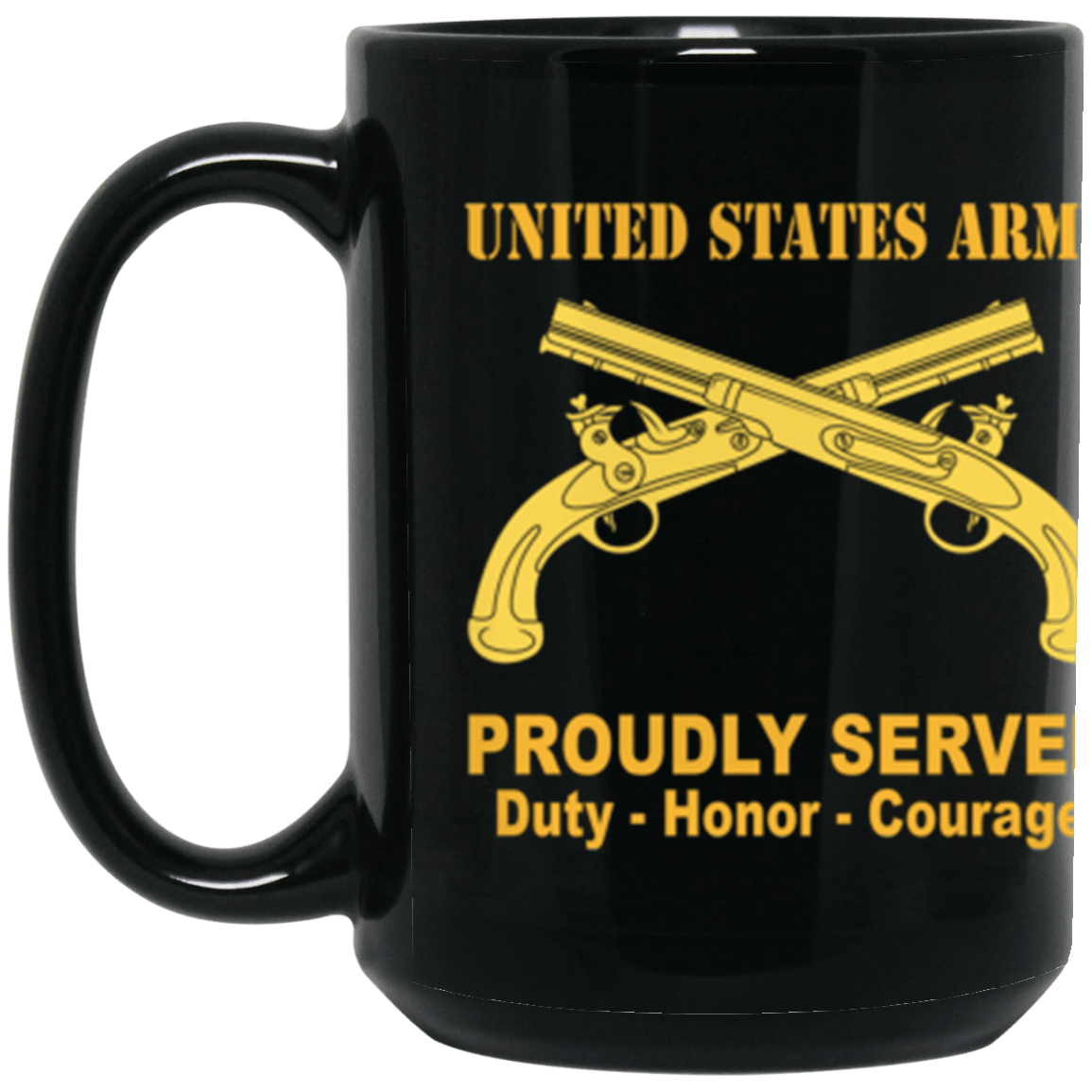 US Army Military Police Corps Proudly Served Core Values 15 oz. Black Mug