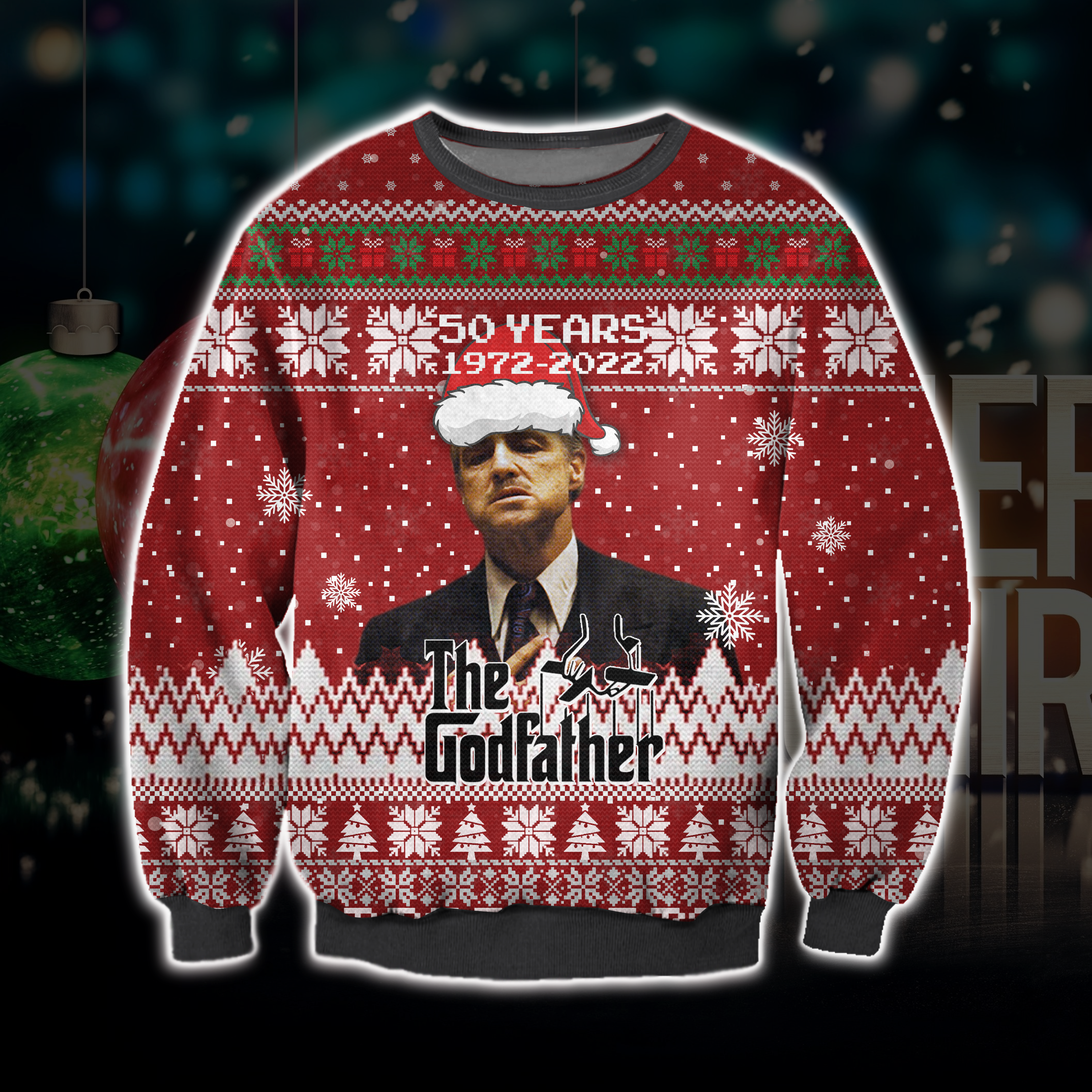 3D All Over Printed The Godfather Ugly Christmas Sweatshirt