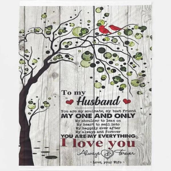 To My Husband You Are My Soulmate My Best Friend My One And Only Fleece Blanket Gift For Husband From Wife Home Decor Bedding Couch Sofa Soft And Comfy Cozy