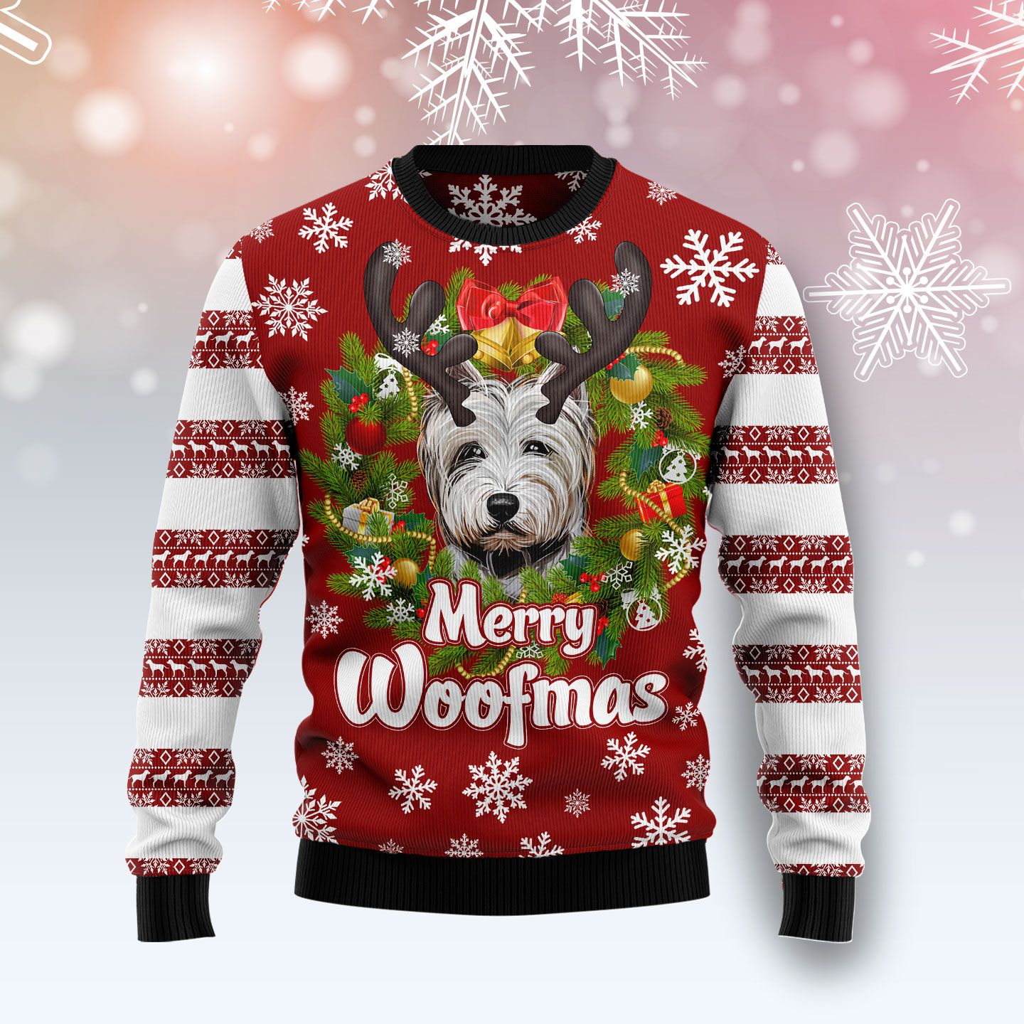 West Highland White Terrier Woofmas Sweatshirt, Ugly Christmas Sweatshirt For Dog Lovers