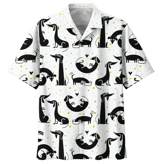 Black And White Dachshund Hawaii Dog Shirt For Men Women Ha59974