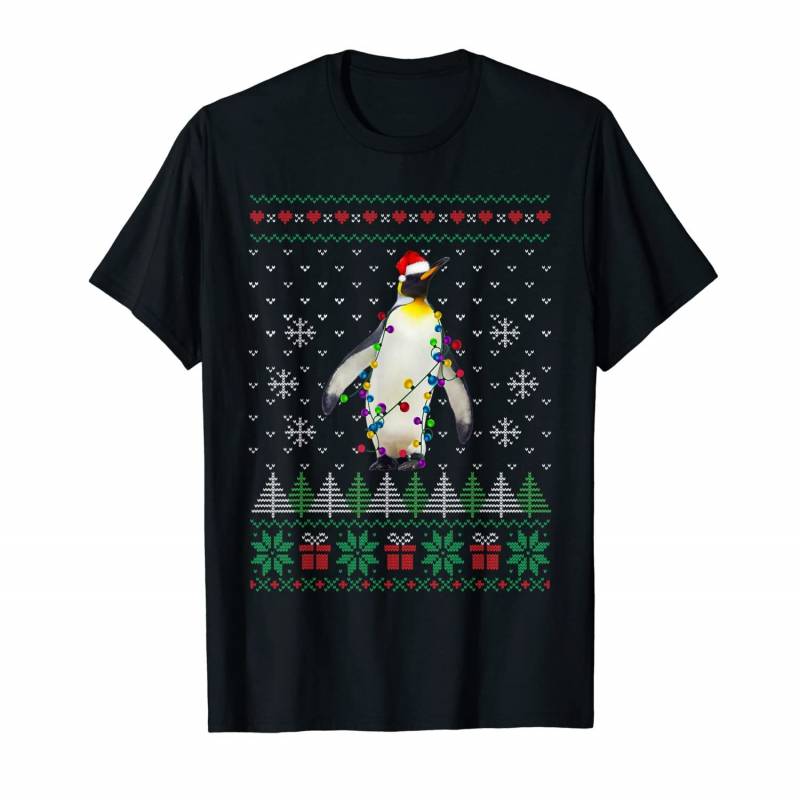 Funny Penguin Light Ugly Christmas Ornament Pajamas Xmas T-shirt