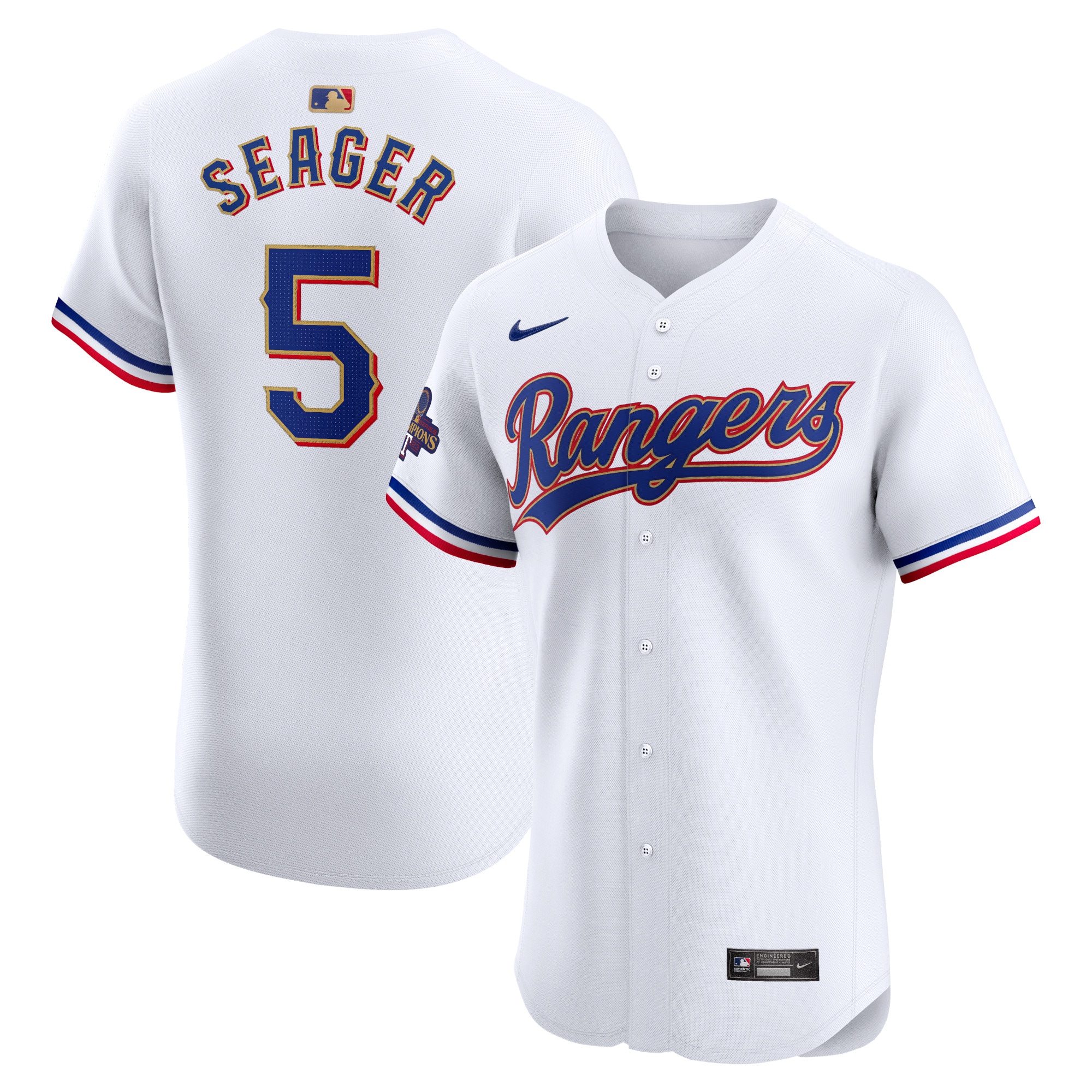 Corey Seager Texas Rangers 2024 Gold Collection Elite Player Jersey  White