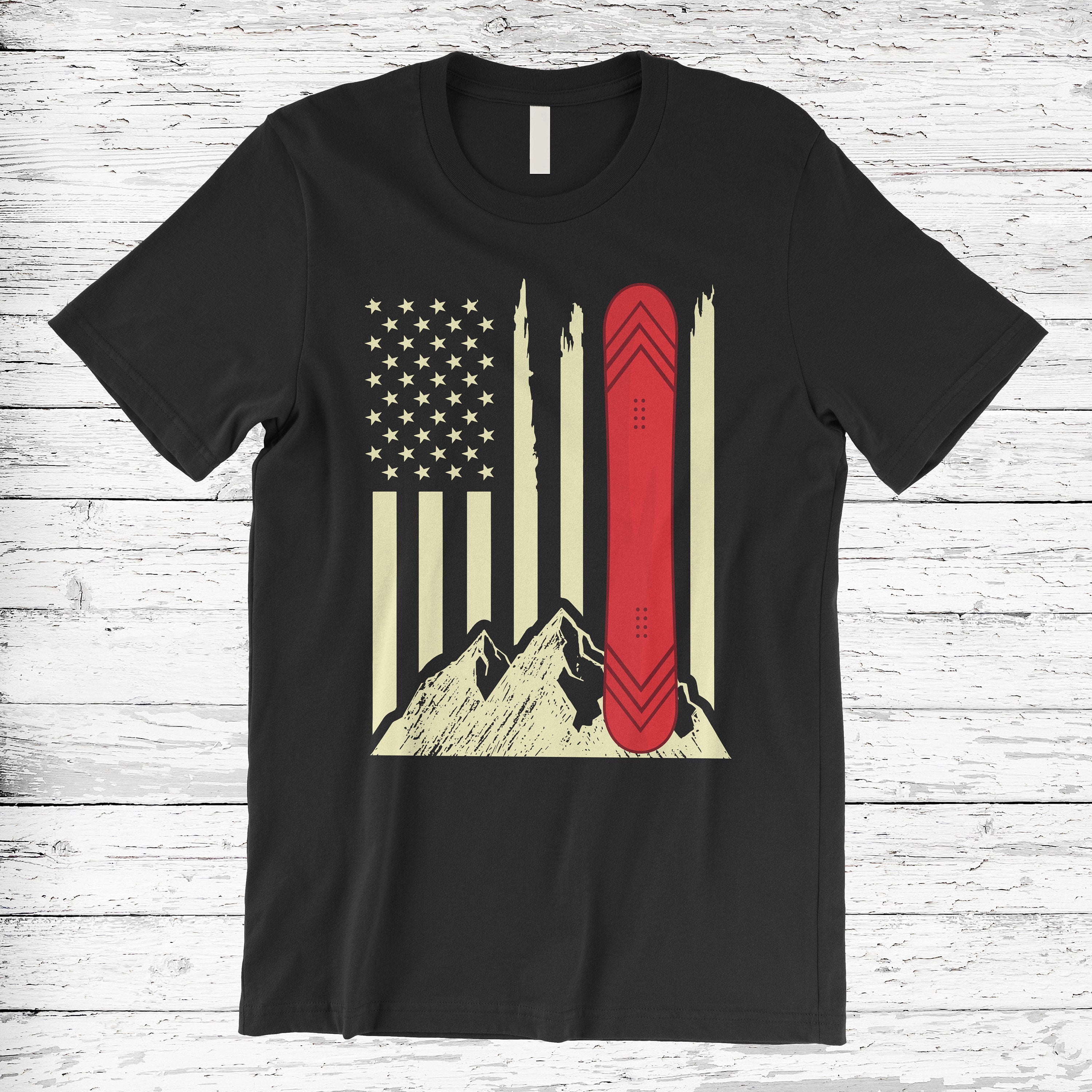 Snowboarding American Flag Standard/Premium T-Shirt Hoodie