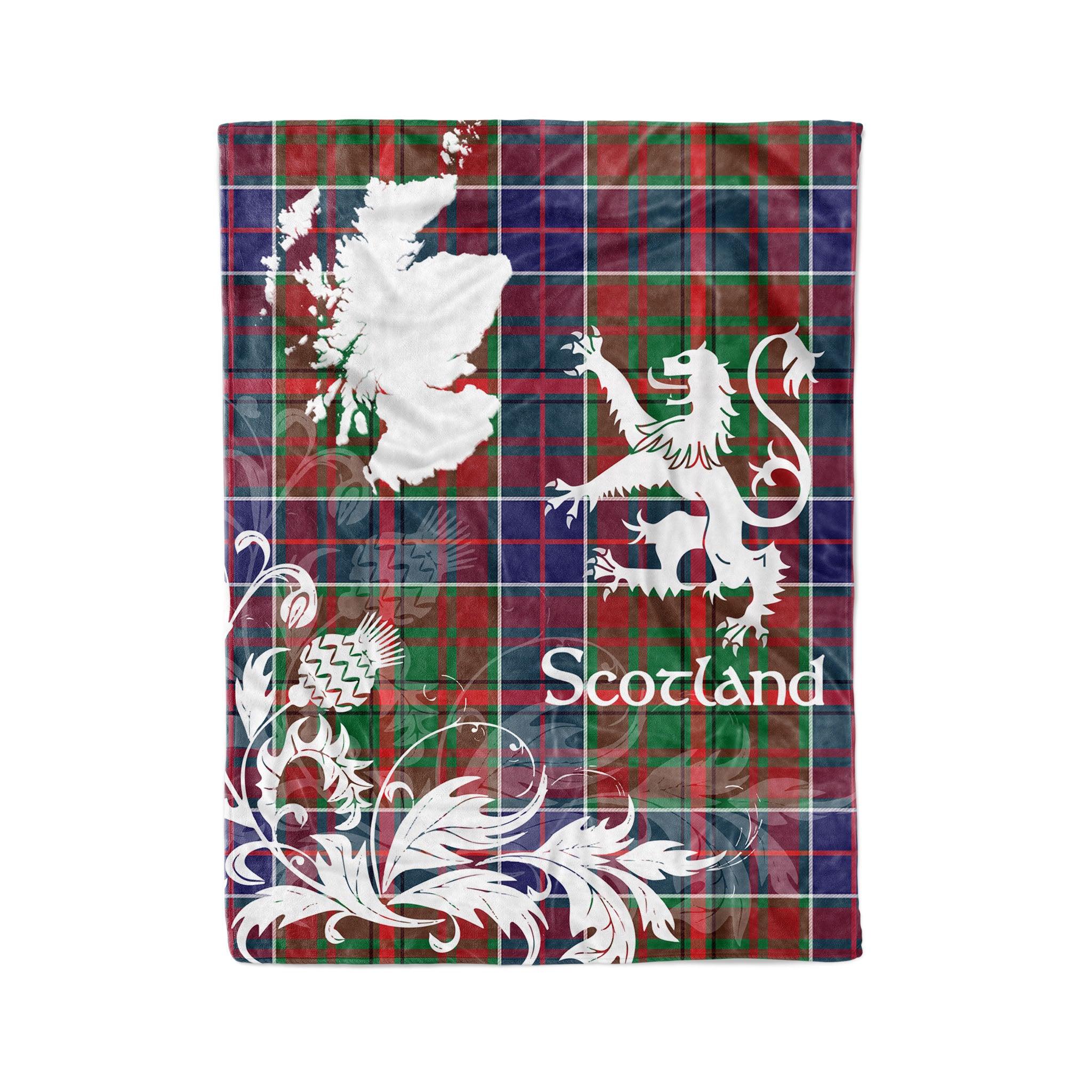 Tartan Plaid Fleece Blanket Tartan Blanket Thistle And Lion Scottish Clan Adam Ancient Plaid Blanket