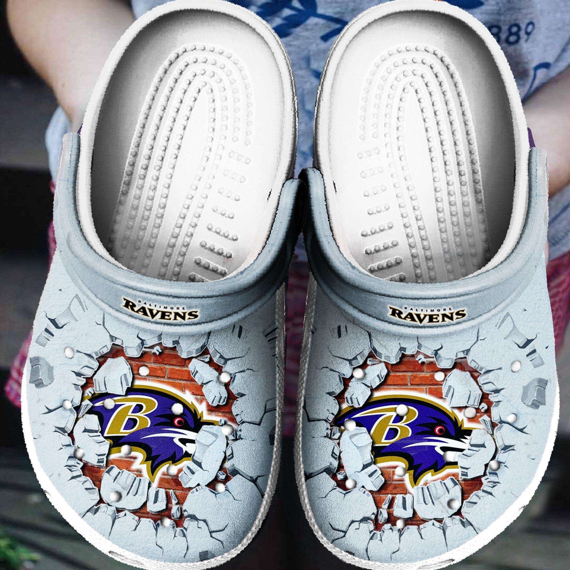 Baltimore Ravens Nfl Broken Brick Gift For Fan 4 Crocs Crocband Clogs Comfy Footwear Tl97