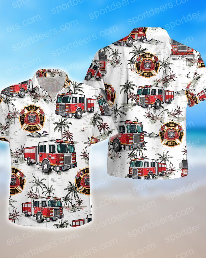 Firefighter Truck Tropical Hawaiian Shirts Ha48491