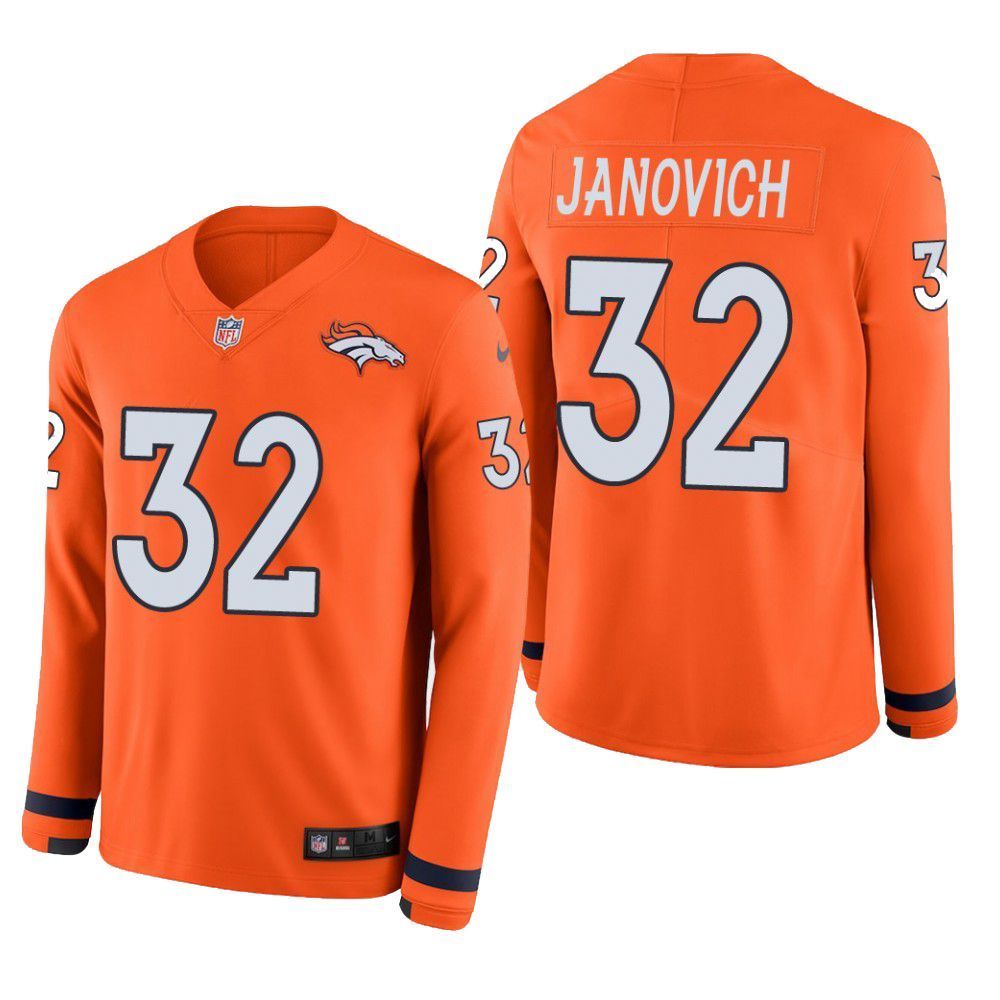 Denver Broncos Andy Janovich Therma Long Sleeve Mens Jersey Orange