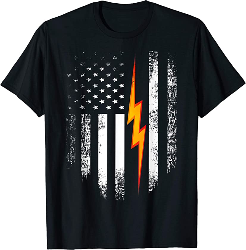 Vintage USA Electric American Flag T-Shirt Lineman Cool Gift