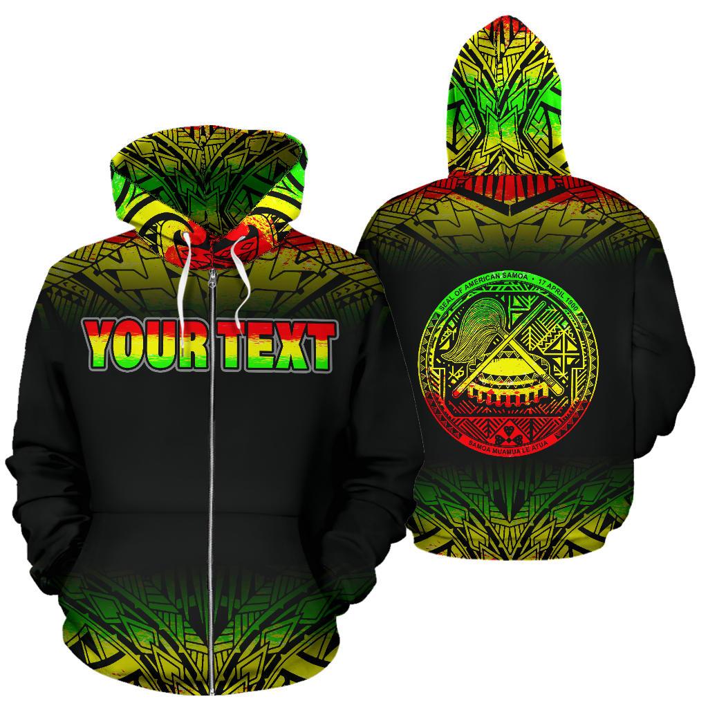 American Samoa All Over Custom Personalised Zip-Up Hoodie – Polynesian Reggae Fog – BN09