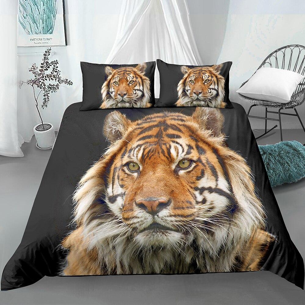 3D Tiger Black Bedding Set