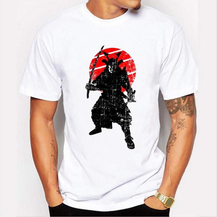 New Men’S Casual Fashion Personalized Samurai Printed Short-Sleeved Tops Men’S T-Shirt