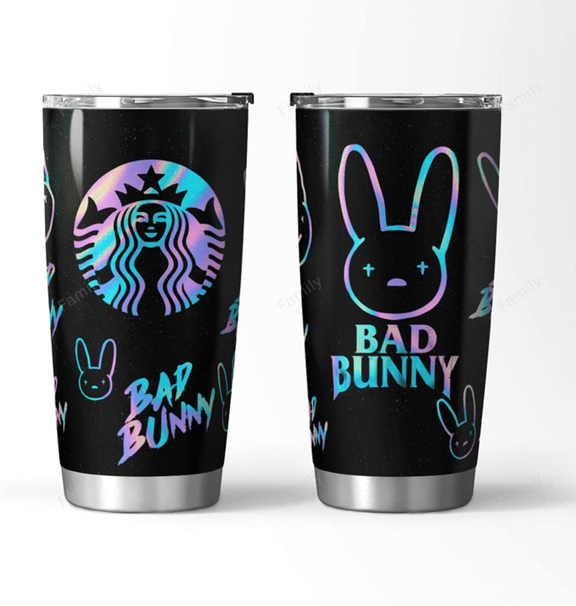 Bad Bunny Black Coffee Lover Stainless Steel Vacuum Insulated Tumbler With Lids Skinny Tumbler 20Oz Or 30Oz With Straw Sporty Travel Beverage Drinkware