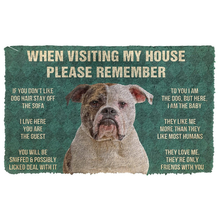 Waybackapparel Please Remember American Bulldog Dog’S House Rules Custom 3D Doormat