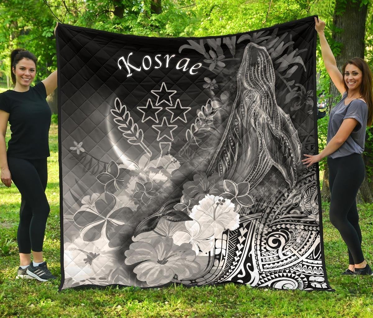 Kosrae Personalised Premium Quilt – Humpback Whale with Tropical Flowers (White)- BN18