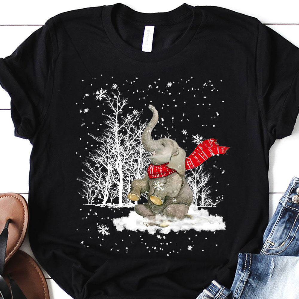 Elephant Winter Snow Harz2510100Z Dark Classic T Shirt