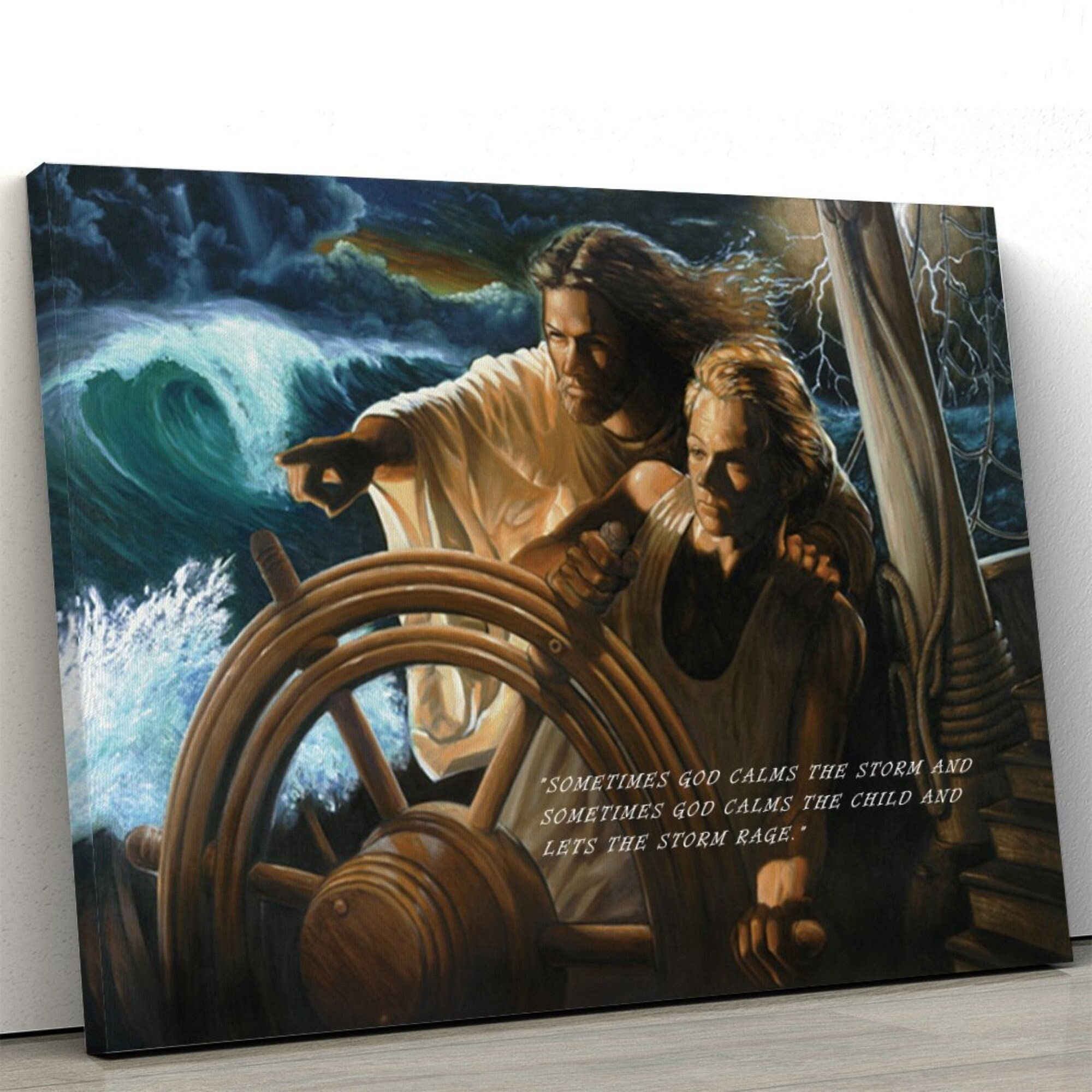 Jesus The Storm Pilot Canvas, | Communion Gift | Jesus Canvas, – New Year Gift, Christmas Gift