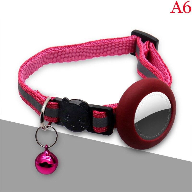 Safety Buckle Adjustable Belt Airtag Pet Collar Reflective Nylon Kitten Collar Anti-lost For Cat Dog alx