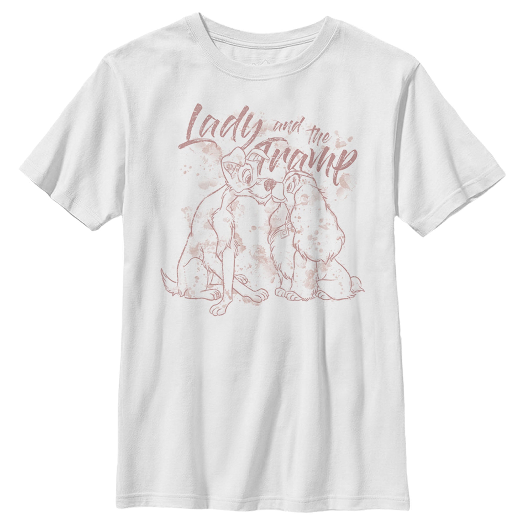 Boy’S Lady And The Tramp Dog Kiss Outline T-Shirt