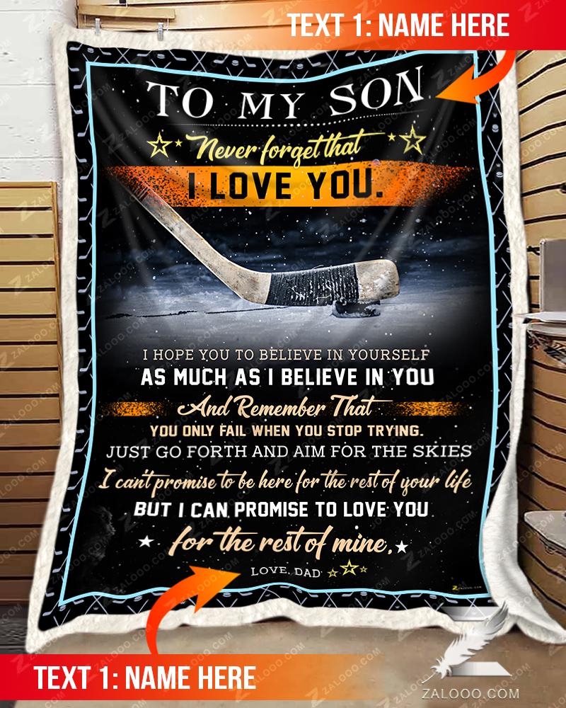 Hockey To My Son Dad – I Believe In You Quilt Blanket Ep2025