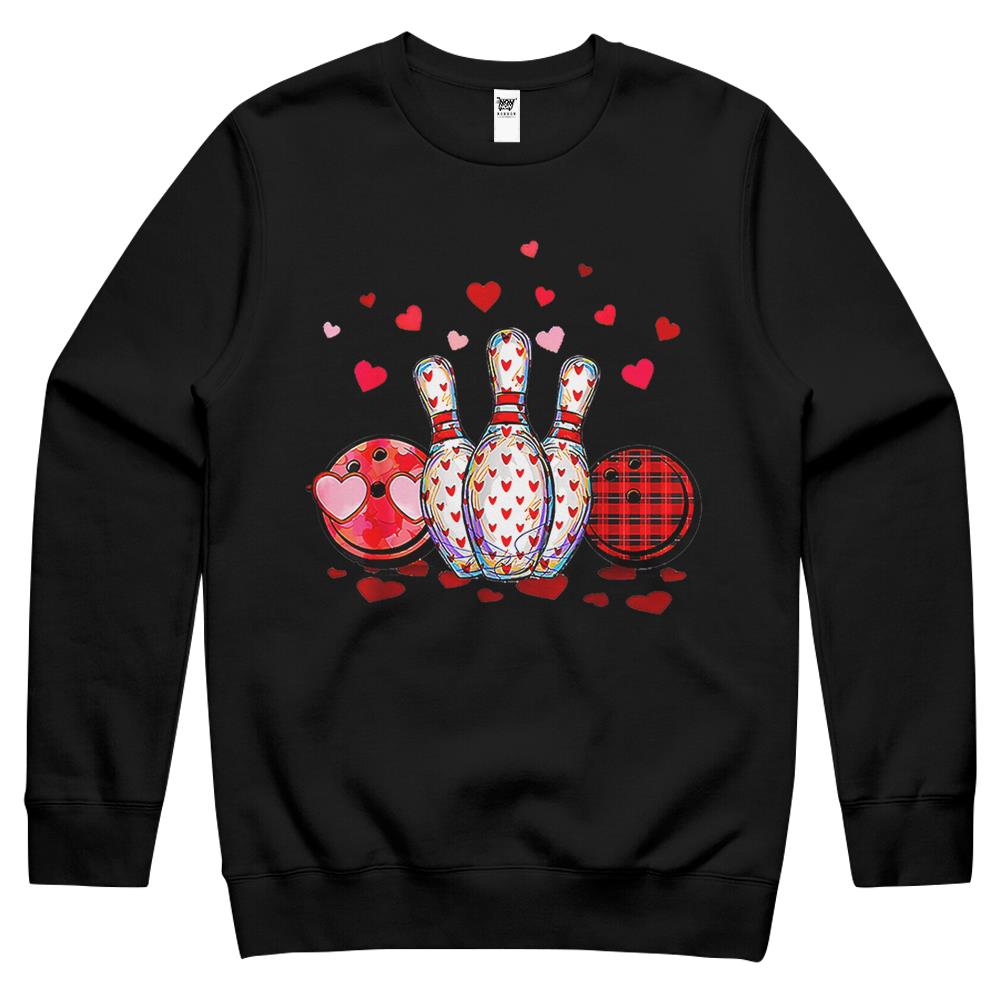 Buffalo Plaid Red Bowling Gnome Christmas Valentine Family Crewneck Sweatshirt