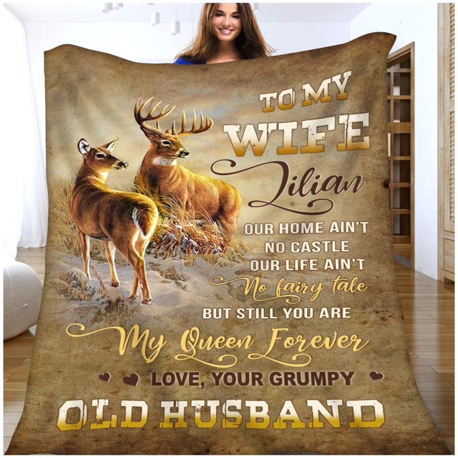 Zalooo My Queen Forever Husband To Wife Deer Blanket Hunting To My Wife