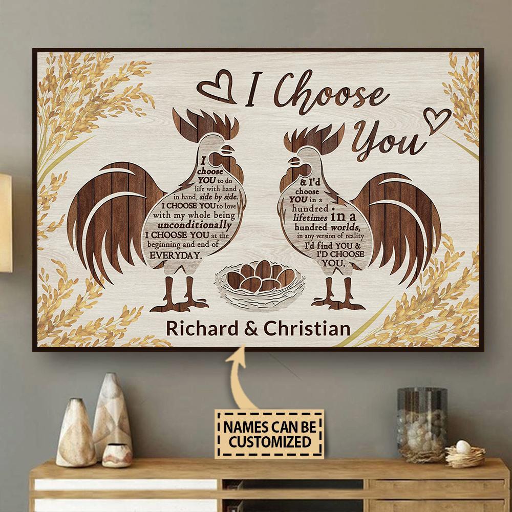 Aeticon Gifts Personalized Chicken I Choose You Roosters Canvas Mom Dad Gift Home Decor