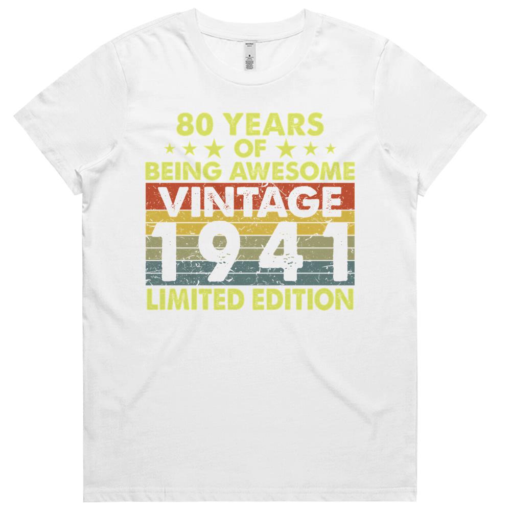 80 Years Of Being Awesome Vintage 1941 Limited Edition 80th Birthday Womens Tshirts