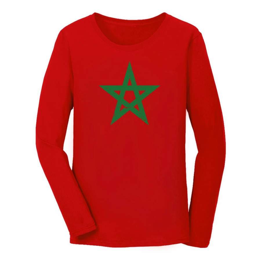 Vintage Morocco Flag Women Long Sleeve T-Shirt