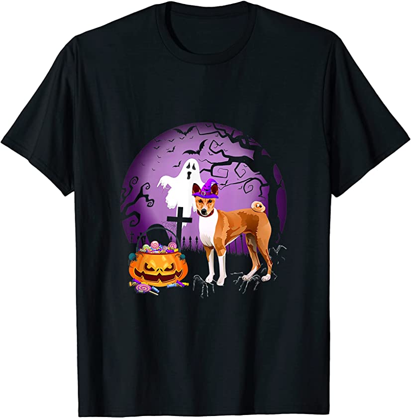 Basenji Dog Candy Pumpkin Halloween Lover T-Shirt