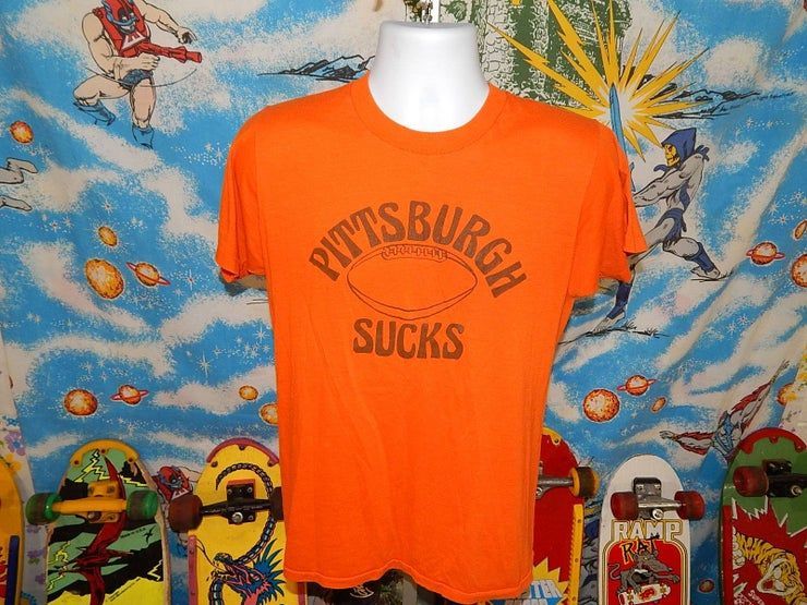 1970S Cleveland Browns Pittsburgh Sucks Screen Stars Vintage 70S Paper Thin Single Stitch Shirt