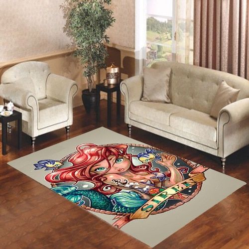 Ariel Little Mermaid Tattoo Living Room Carpet Rugs Area Rug For Living Room Bedroom Rug Home Decor