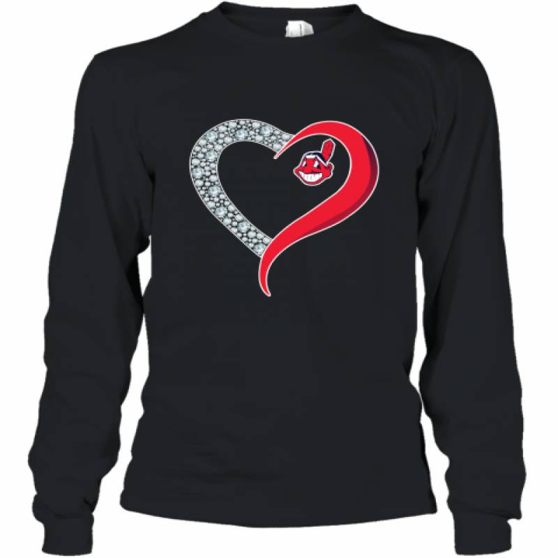 Diamond Cleveland Indians Heart shirt Long Sleeve T-Shirt