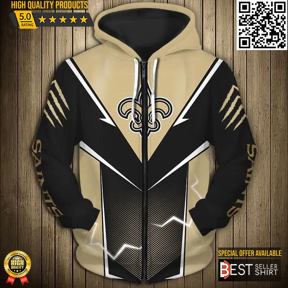 New Orleans Saints Jersey 3D Hoodie 3D Lightning Graphic