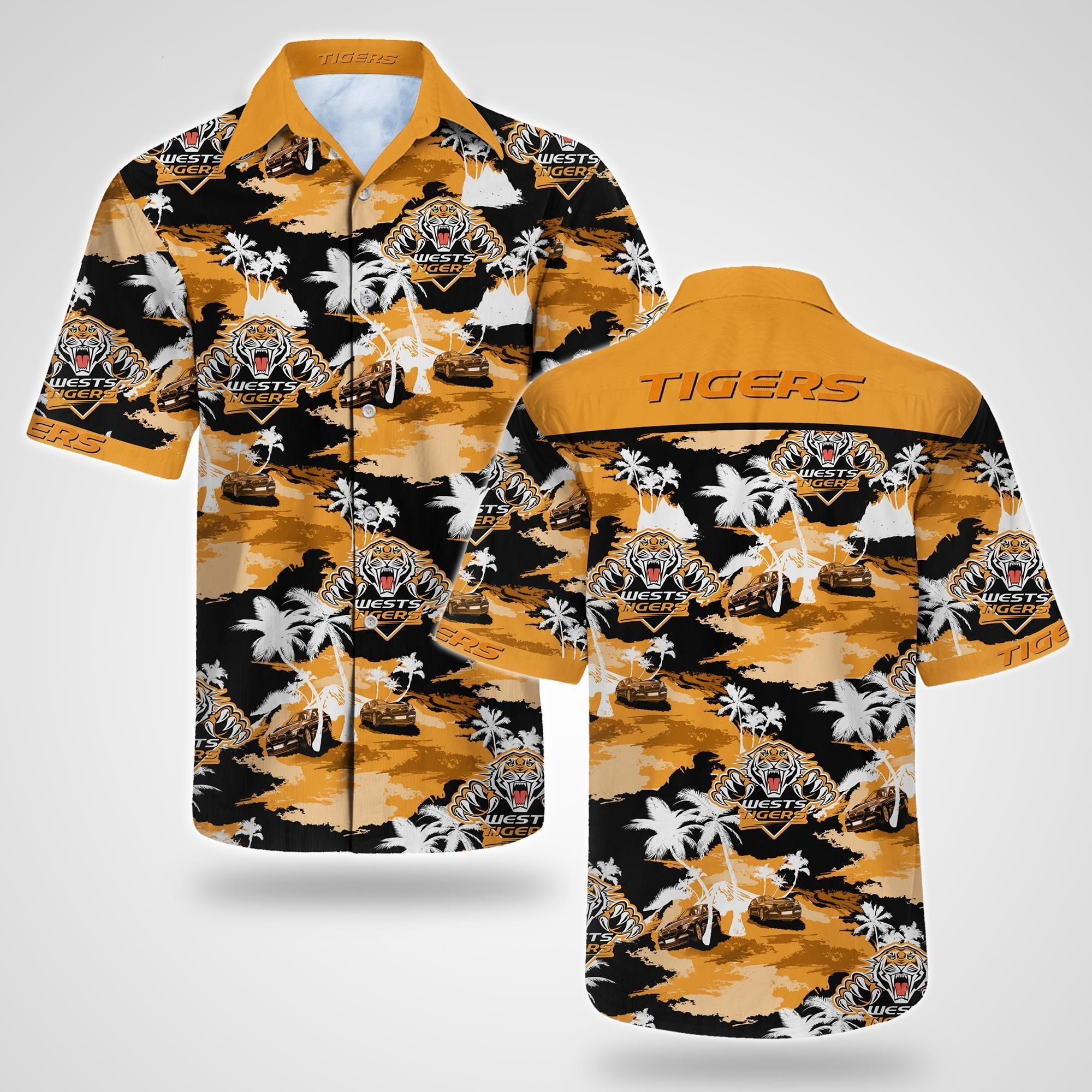 Beach Shirt Wests Tigers Tommy Bahama Hawaiian Shirt Summer Button Up Shirt For Men Beach Wear Short Sleeve Hawaii Shirt