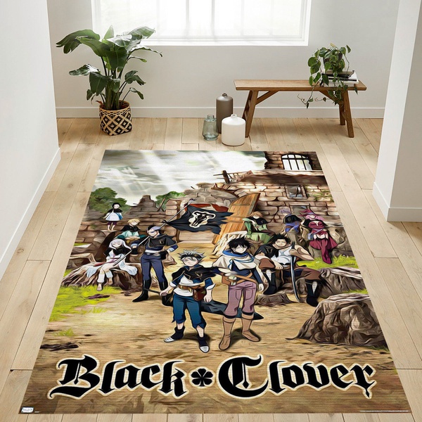 Black Clover Group Area Rug For Gift Bedroom Rug US Gift Decor